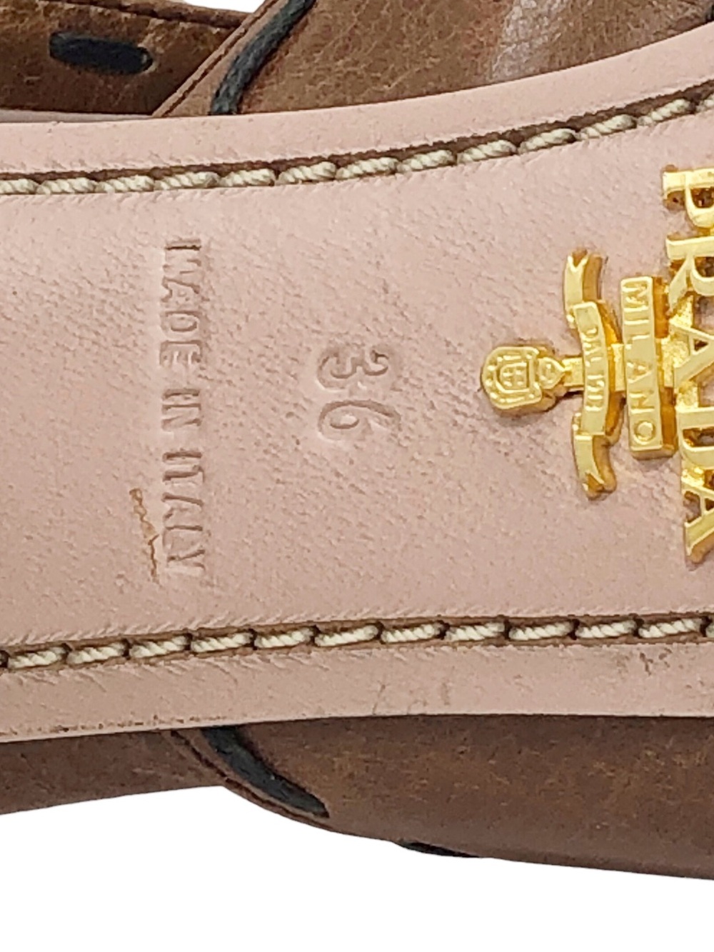 Prada Brown Leather Buckle Mule Heels Sandals Size 36 Italy - Picture 5 of 9